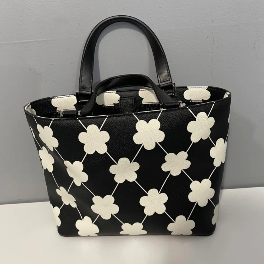 New Kate Spade Juno Floral Grant St Vinyl Mini Tote Black White $298